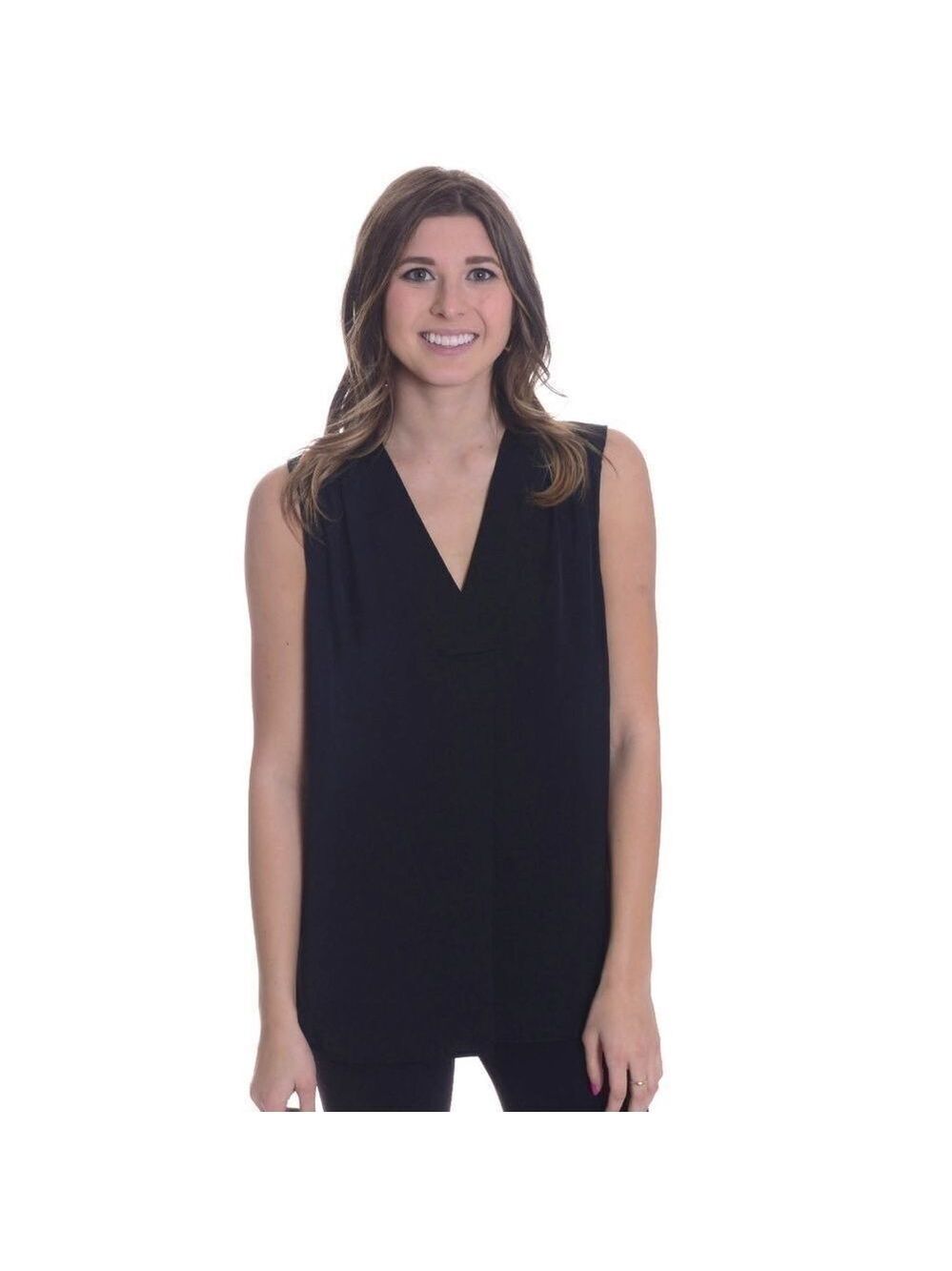 NEW Vince Smocked Shoulder V-Neck Silky Blouse